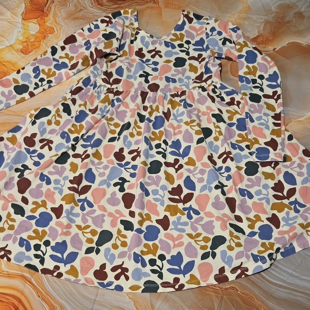 Hanna Andersson Girls Size 12 Long Sleeve Floral Dress Fall Pockets